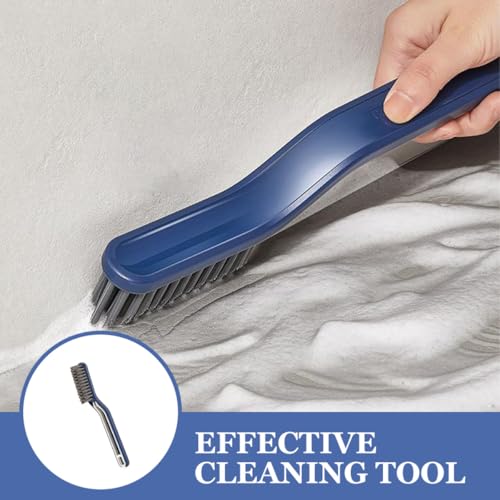 Healifty 2pcs Crevice Cleaning Brush Set Hard Bristle Gap Scrub Brush for Small Spaces Floor and Bathroom Grout Cleaning with Long Handle for Household Use