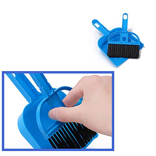 Mini Dustpan and Broom Set 1 Pcs Dustpan Brush Set Portable Plastic Brush Set (Blue) Used for Tool Brush Keyboard Home Kitchen Sweeper Table Desk Office