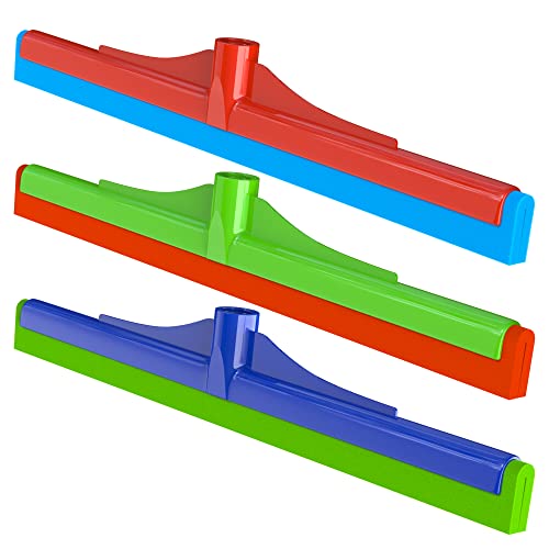 HELOMOR Bundle of 2-Pack Telescopic Metal Broom Handles Pull Broom, 59' Long and 1.87' Wide, with 3-Pack Floor Squeegee Wiper Heads Refill Mop Foam Dual Moss, 16" L for Cleaning Indoor Households