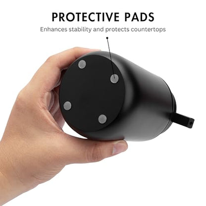 Matte Black Round Soap Dispenser for Kitchen & Bathroom – 9 oz Refillable Resin Pump Bottle for Dish Soap, Hand Soap, Shampoo, Conditioner – Modern Countertop Dispenser with Non-Slip Protective Pads - color: Black, style: Round Short Soap Dispenser
