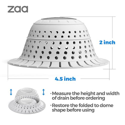 zaa Bathtub Drain Hair Catcher, Premium Silicone Collapsible 1 Pack Drain Protector for Pop-Up and Regular Drains of Shower, Tub, Bathroom, Sink, Light Gray - color: Light Gray