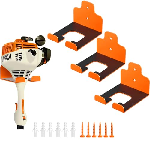 JNIHEEP Garage Organizer Trimmer Rack, Garden Power Tool Hanger Weed Whackers Holder Wall Mounted for Grass Trimmer, Hedge Trimmer, Garage Trimmer, Garden Tools,3 Pack(Orange) - color: Orange 3 Packs