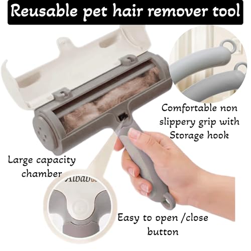 Pet Hair Remover – Reusable Lint Roller – Clean Couch, Furniture, Clothes, Carpet, Bed. Cat Hair Remover Dog Hair Remover Fur Removal Tool No Sticky Tape or Adhesive Needed. (White Grey) - color: White Grey