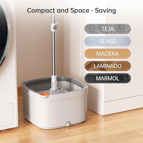 Spin Mop and Bucket Set with Self Separation Dirty and Clean Water System, Self Wringing 360° Rotating Square Mop Head for Home Floors Cleaning (1.0 Mop and Bucket Set (6 Pads)) - size: 1.0 Mop and Bucket Set (6 pads)