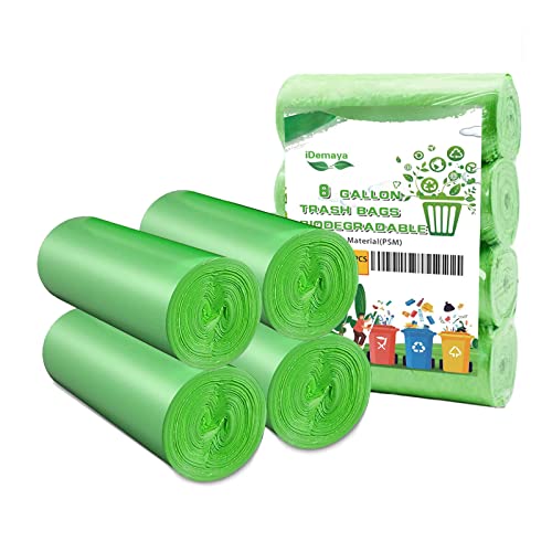 Medium Compostable Trash Bags, Biodegradable 8 Gallon Garbage Bags, Recycling Degradable Unscented Rubbish Bags for Kitchen Bathroom Office Car Pet Wastebasket (Green) - color: Green-8 Gallon