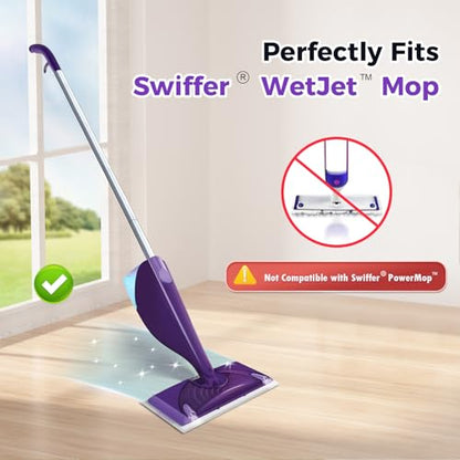 2 Pcs Refillable Replacement Bottles for Swiffer® Wet Jet™ Mop, 500ml /17 oz, Empty, Leak-Proof HDPE Cleaner Solution Refill Bottles with 16 Silicone Gaskets & 1 Foldable Funnel - color: Purple-2p