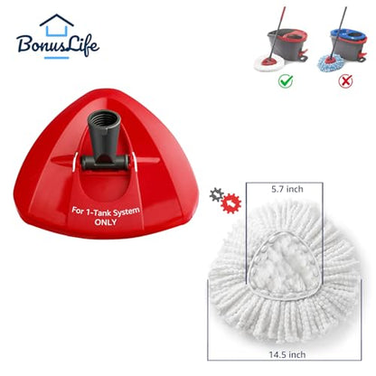BonusLife 1 Pack Mop Refill and 1 Mop Head Base Part for O-Ceda EasyWrin Spin Mop Refill 1-Tank System Only Easy Cleaning Microfiber Replacement