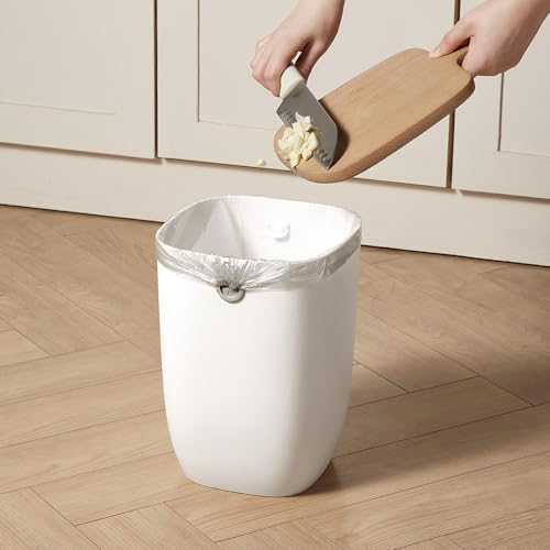 Bathroom Trash Can, Plastic Rectangular Garbage Can with Trash Liner Holder for Bedroom, Living Room, Small Indoor Waste Basket, 7L, White - color: ( New Model ) White
