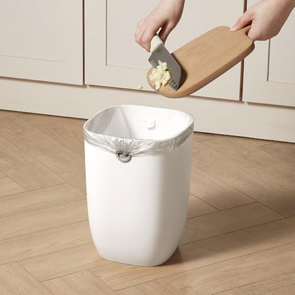 Bathroom Trash Can, Plastic Rectangular Garbage Can with Trash Liner Holder for Bedroom, Living Room, Small Indoor Waste Basket, 7L, White - color: ( New Model ) White