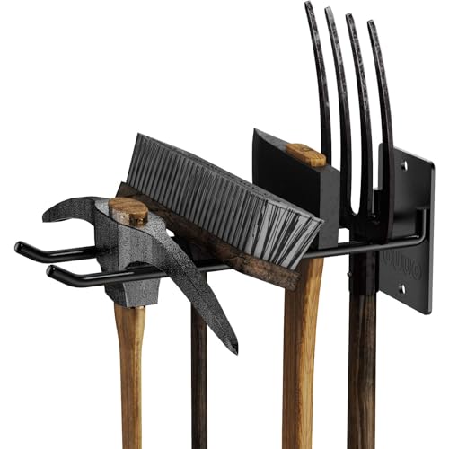 4-Pack Heavy-Duty Garage Wall Hooks, Solid Steel Tool Hanger for Shovel, Rake, Broom, Yard & Garage Organization