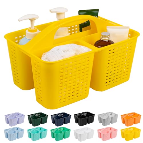 Tiawudi Portable Shower Caddy, Caddy Organizer with Handle, Plastic Shower Basket Hold Soap, Shampoo, Hair Supplies and Beauty Products, Cleaning Supplies Organizer for Home, Dorm, Shelf and Cabinet - color: Yellow