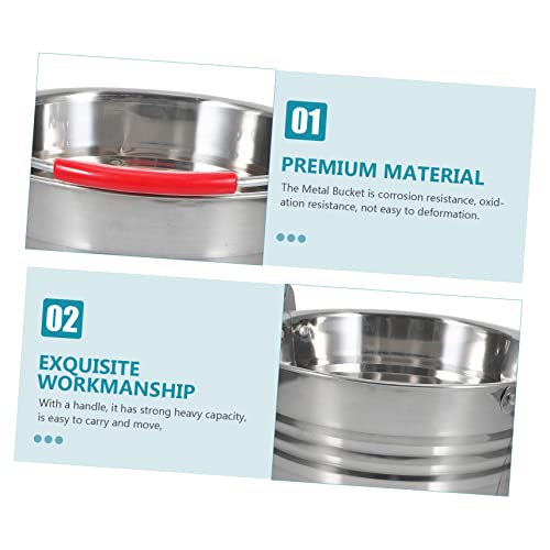 Healeved Stainless Steel Bucket with Handle 1 Gallon Portable Carrying Trash can Water Pail for Kitchen Home Outdoor Use 8.66 Inch Durable Corrosion Resistant