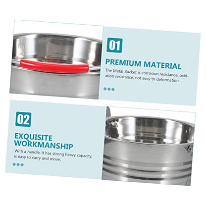 Healeved Stainless Steel Bucket with Handle 1 Gallon Portable Carrying Trash can Water Pail for Kitchen Home Outdoor Use 8.66 Inch Durable Corrosion Resistant