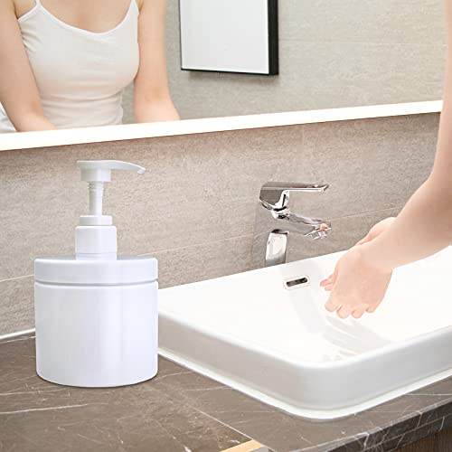 Cosywell Pump Bottle Dispenser Plastic Pump Bottles Refillable Bottles Wide Mouth Jar Style Empty Pump Bottles Bathroom Shower Containers for Lotion Shampoo Conditioner (White, 2X 500ml) - color: White, size: 2x 500ml