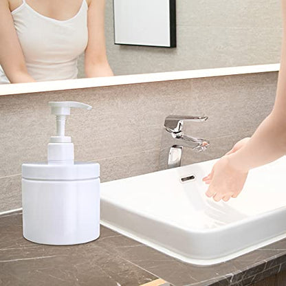 Cosywell Pump Bottle Dispenser Plastic Pump Bottles Refillable Bottles Wide Mouth Jar Style Empty Pump Bottles Bathroom Shower Containers for Lotion Shampoo Conditioner (White, 2X 500ml) - color: White, size: 2x 500ml