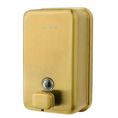 Wall Mounted Hand Soap Dispenser Bathroom, 1200ml 40oz Commercial Stainless Steel Liquid Soap Dispenser Wall Mount (Vertical Gold) - color: Vertical Gold