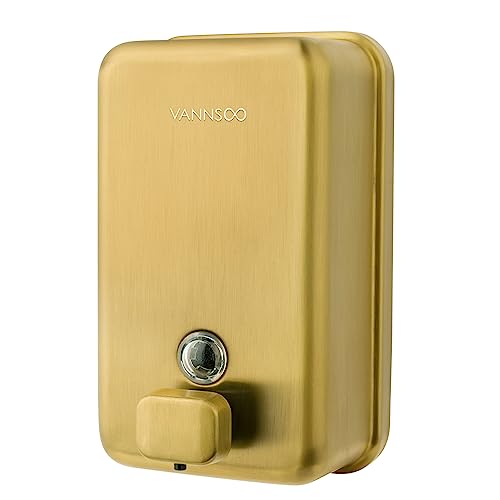 Wall Mounted Hand Soap Dispenser Bathroom, 1200ml 40oz Commercial Stainless Steel Liquid Soap Dispenser Wall Mount (Vertical Gold) - color: Vertical Gold