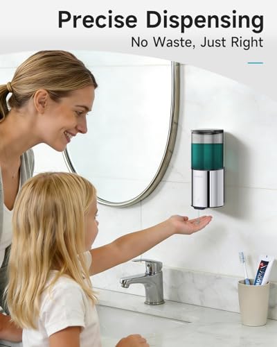 AIKE Automatic Wall Mount Liquid Soap Dispenser for Home and Commercial Bathroom 13.5oz IPX7 Waterproof,Polished Stainless Steel - color: Polished Stainless Steel