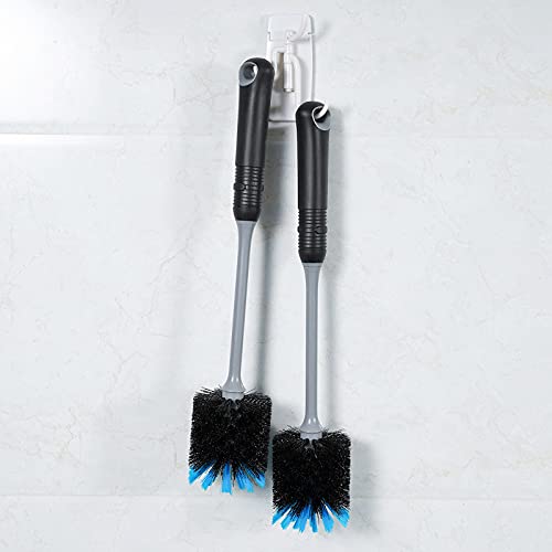 MOSOLAN Water Bottle Cleaning Brush, Long Handle Flexible Scrub Brush for Water Bottles, Glasswares, Mugs, Flasks, Tumblers, Vases, and Kitchen Sink, 2 Pack