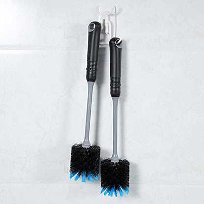 MOSOLAN Water Bottle Cleaning Brush, Long Handle Flexible Scrub Brush for Water Bottles, Glasswares, Mugs, Flasks, Tumblers, Vases, and Kitchen Sink, 2 Pack