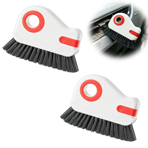 2 PCS 2 in 1 Groove Cleaning Brush, Multifunctional Window Track Cleaner with Hidden Scraper, Hard Bristle Grip Brush Sliding Door Cleaning Tool for Vehicle Home Office (Orange) - color: Orange, 2 Pcs