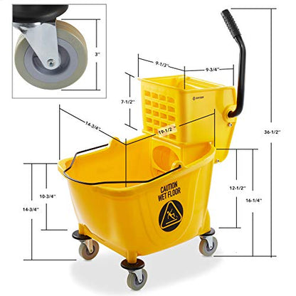 Dryser Commercial Side Press Wringer Combo Mop Bucket, 33 Quart, Yellow - color: Yellow