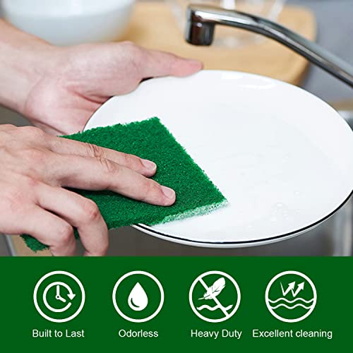 YoleShy 80 PCS Scouring Pad, Dish Scrubber Scouring Pads,4 x 6 inch Green Reusable Household Scrub Pads for Dishes, Kitchen Scrubbers & Metal Grills - color: 80 Pcs