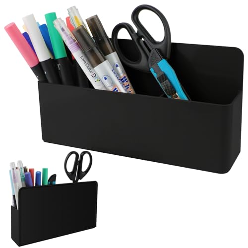 KITANIS Magnetic Pen Holder,3 Compartments Magnetic Dry Erase Marker Holder,Extra Strong Magnet Storage Marker Pen Pencil Organizer for Refrigerator,Whiteboard,Locker Accessories(Long Style) - color: Long Black