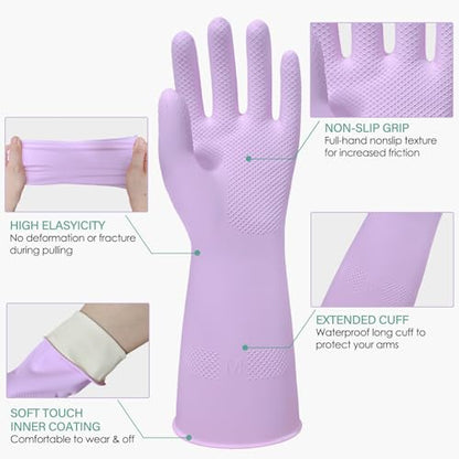12 Pairs Rubber Cleaning Gloves for Dishwashing Reusable Kitchen Gloves for Washing Dishes and Household - size: Large