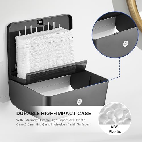 Commercial Paper Towel Dispenser Wall Mounted, Trifold/C-Fold/Multifold Hand Towel Holder, Hand Towel Dispenser for Bathroom Tissue Dispenser, Large Capacity 200 Sheets (Gray-5853) - color: Gray-5853