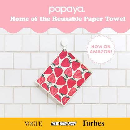 Papaya Reusable Paper Towels, Premium Swedish Dishcloths with Hook, Non-Scratch Reusable Paper Towel, 1 Sheet Replaces 17 Rolls - 2 Sheets, 1 Hook - color: Strawberry Blonde