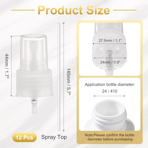 uxcell Spray Top 12Pcs 24/410 Plastic Fine Mist Reusable Replacement Clear | Spray Bottle Pump Plastic Top Reusable Replacement for Cosmetic Perfume and Body Sprays Bottle - color: Clear, size: 24/410
