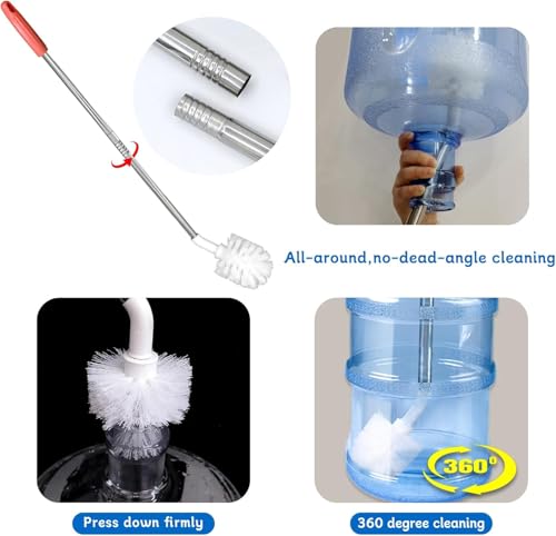 2-Pack Bucket Brush, Kettle Brush, Cleaning Extra Long Bottles, Gallon Jug Cleaner, Water Bottle Cleaner, Stainless Steel，Multi-Scenario