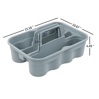 4 Packs Commercial Products Deluxe Carry Caddy, Plastic Cleaning Supplies Caddy with Handle, Gray