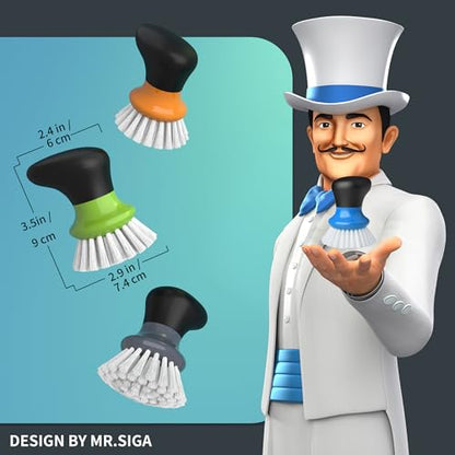 MR.SIGA Dish Scrub Brush, Palm Brush Dish Scrubber with Ergonomic Grip, Kitchen Brushes for Dishes, Blue, Pack of 2 - color: Blue