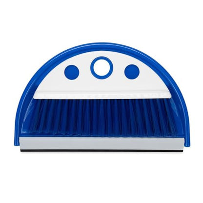 Camco Lightweight Portable Travel Dust Pan and Whisk Broom with Hanger Hole, for RVs, Campers, Campsites, and Dorm Rooms, Blue