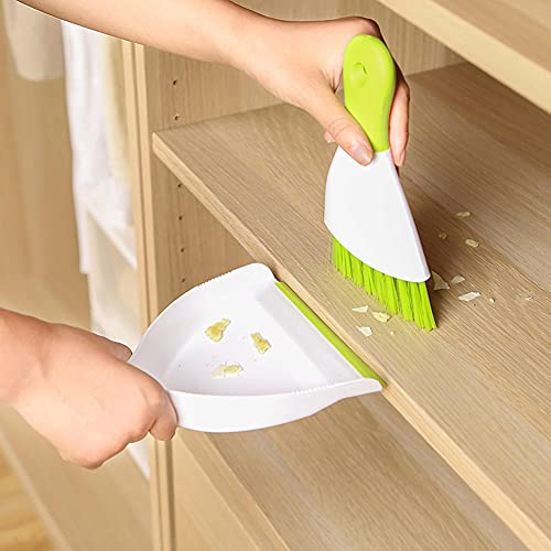 Dust pan Broom Brush Dustpan - Small Broom and Dustpan Set,Mini Broom and Dustpan,Small Dustpan and Brush Set for Home Cleaning,Sofa,Desk,Guinea Pig Cage,Cat Litter etc.（Green 2 Set） - color: Green, size: 2 Set