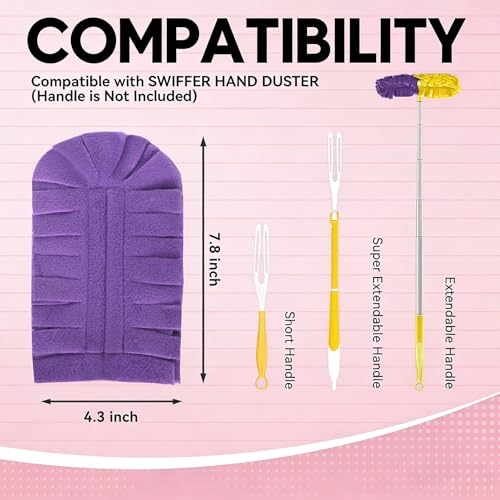 Fleece Reusable Duster Refills Compatible with Swiffer Hand Duster, 360 Washable Heavy Duty Duster Pads, Microfiber Washable Dusters Refills for Fan, Window, Furniture 6 Pack (Handle is Not Included) - color: 6 Pack (Mixed Color)