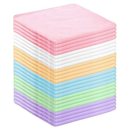 24 Pack Microfiber Cleaning Cloths（11.8x11.8In），Thin Microfiber Towels Bulk, Towels for Home，Kitchen,Cars，Cleaning Rags 6 Colors，Quick-Dry,Lint-Free