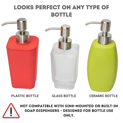 Kapitan Soap Dispenser Pump Head Replacement Spare for Standard 28/400 (26 mm - 28mm / 1.02 in-1.10 in) Neck Size, Stainless Steel Brushed Finish - size: 2 Pieces - Nickel
