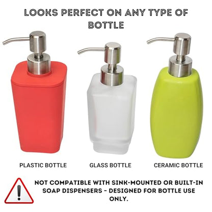 Kapitan Soap Dispenser Pump Head Replacement Spare for Standard 28/400 (26 mm - 28mm / 1.02 in-1.10 in) Neck Size, Stainless Steel Brushed Finish - size: 2 Pieces - Nickel