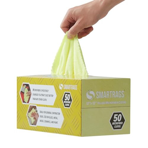 Arkwright Smart Rags Microfiber Cleaning Cloths, Pack of 50 in a Box, Lint Free 180 GSM Reusable Towels for Auto, Office and Household Cleaning, 12 x 12 in, Yellow - color: Yellow, size: 12 x 12 in