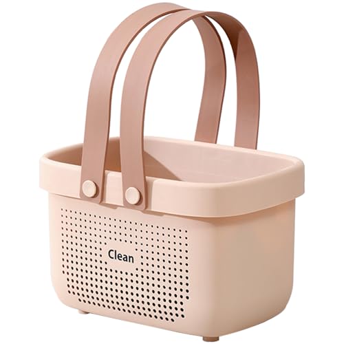 JiatuA Plastic Storage Basket with Handle Portable Shower Caddy Tote Organizer Basket Bin for Bathroom Kitchen Dorm Room Bedroom, Small Pink - color: Pink, size: Small