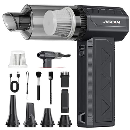 JVSCAM Compressed Air Duster,150000RPM Electric Air Duster, Vacuum Cleaner & Bag Vacuum 3-in-1, Rechargeable with 3-Gear Adjustable Wind Speed for Keyboard,Computer,Car,Home and Storage Bag Sealing