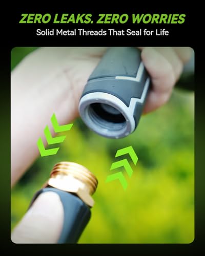 RAINPOINT Full-Metal Garden Hose Nozzle, Heavy Duty Water Hose Nozzle Sprayer With 10 Adjustable Patterns & High Flow,Thumb Control For Flow Adjustment, Ideal For Watering, Washing, Dark Green-2PCS - color: Dark Green