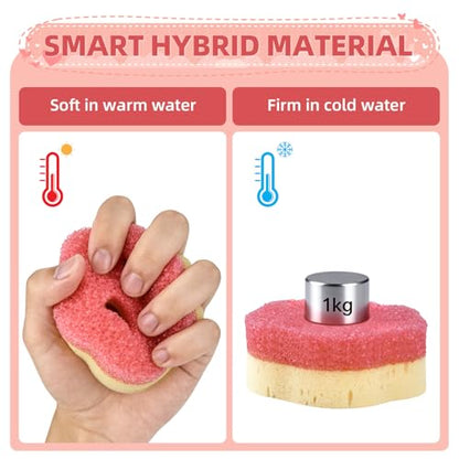 Cleangor 4pcs Scrub Sponges, Dual-Sided Temperature-Controlled Dish Sponges, Scratch-Free, Easy to Clean, Kitchen Cleaning Sponges for Tough Stains, Delicate Surfaces, Glassware, Cookware, Appliances