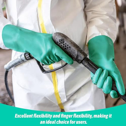 Reusable Waterproof Household Dishwashing Cleaning Rubber Gloves - color: Green-medium-2 Pairs