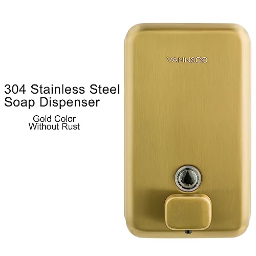 Wall Mounted Hand Soap Dispenser Bathroom, 1200ml 40oz Commercial Stainless Steel Liquid Soap Dispenser Wall Mount (Vertical Gold) - color: Vertical Gold