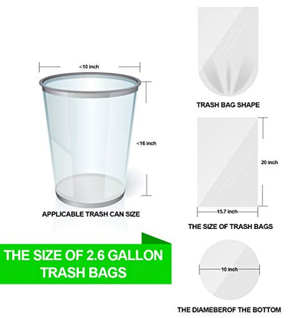 Small Clear Trash Bags – FORID 2.6 Gallon Garbage Bags Wastebasket Bin Liners 220 Count Plastic Trash Bags for Bathroom Bedroom Office Garbage Can (220 count) - style: 2.6 Gal (220 Count)