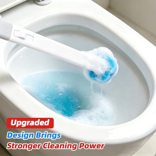 Disposable Toilet Brush with 48 Refills, Toilet Brushes and Holders, Wall Mounted Toilet Bowl Cleaner Wand for Bathroom Maintenance - style: 1 Brush+48 Refills